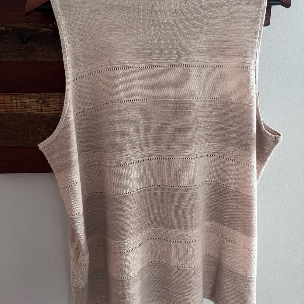 Chicos Womens 3 sleeveless top blouse tan knit neutral coastal beige - Picture 4 of 6